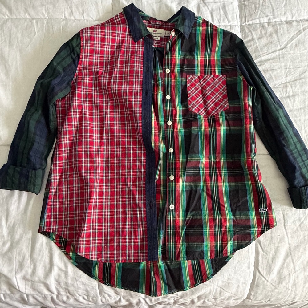 Vineyard Vines Relaxed Fit Patchwork Button Down Top 10